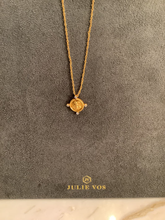 Julie Vos bee cameo solitaire necklace