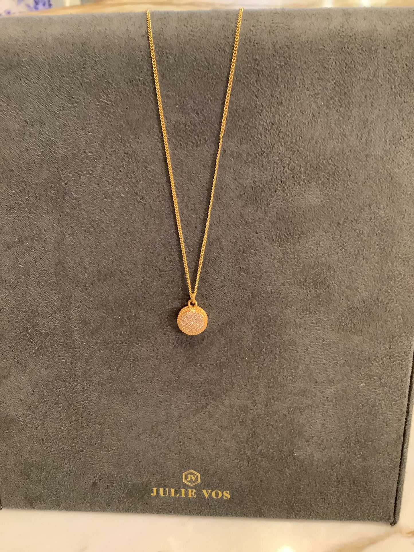Julie Vos flour de lis solitaire necklace cubic zirconia